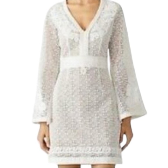 The Kooples Guipure Embroidered Mini Dress Daisy Love White Bridal Brunch Sz M - Picture 1 of 16